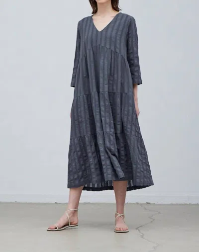Grade & Gather Tiered Midi Dress In Lake In Blue