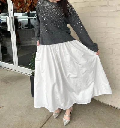 Grade & Gather Uptown Midi Skirt In Off White