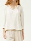 Grade & Gather Women's Cotton Gauze Raw Edge Top In Soy In Neutral