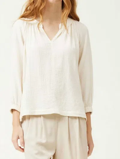 Grade & Gather Women's Cotton Gauze Raw Edge Top In Soy In Neutral
