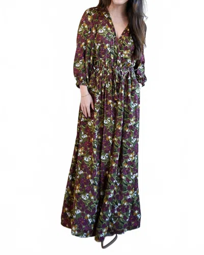 Grade & Gather Women's Dewey Avenue Pleat Waist Floral Maxi Dress In Green In Multi