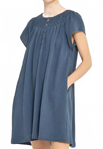 Grade & Gather Women's Hand Smocked Easy Dress In Lake In Blue