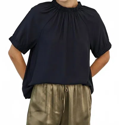 Grade & Gather Women's Mason Smocked Neck Blouse In Black