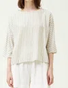Grade & Gather Women's Stripe Blouse In Thyme In Neutral