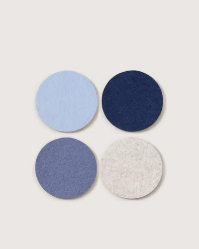 Graf & Lantz Bierfilzl Merino Wool Round Coaster Multi 4 Pack — Final Sale In Blue