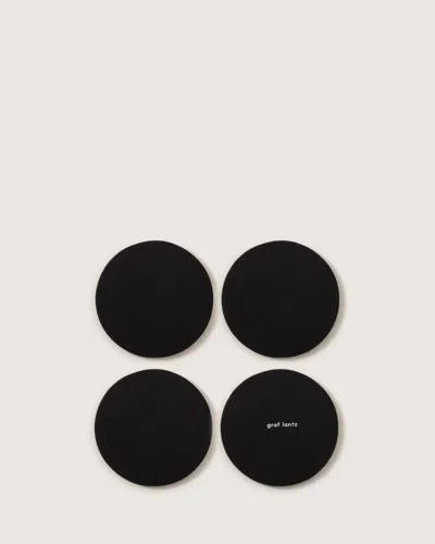 Graf & Lantz Bierfilzl Merino Wool Round Coaster Solid 4 Pack In Black