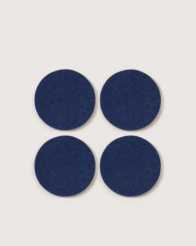 Graf & Lantz Bierfilzl Merino Wool Round Coaster Solid 4 Pack — Final Sale In Blue