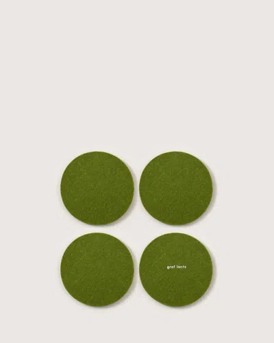 Graf & Lantz Bierfilzl Merino Wool Round Coaster Solid 4 Pack In Green
