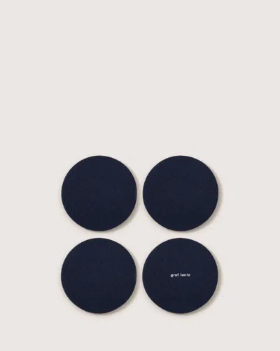 Graf & Lantz Bierfilzl Merino Wool Round Coaster Solid 4 Pack In Blue