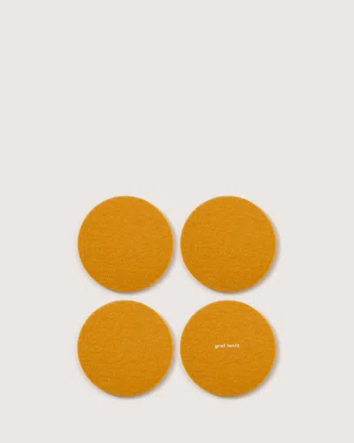Graf & Lantz Bierfilzl Merino Wool Round Coaster Solid 4 Pack In Yellow