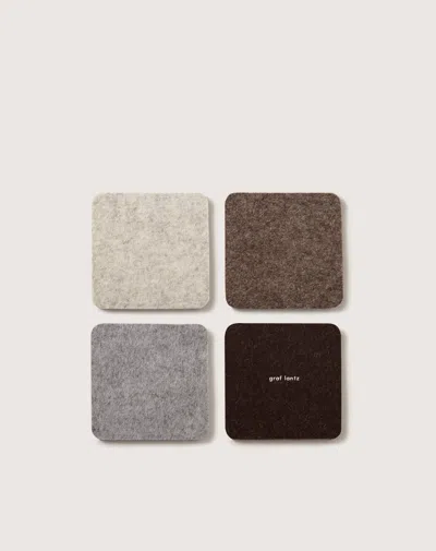 Graf & Lantz Bierfilzl Merino Wool Square Coaster Multi 4 Pack In Brown