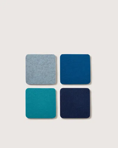 Graf & Lantz Bierfilzl Merino Wool Square Coaster Multi 4 Pack In Blue