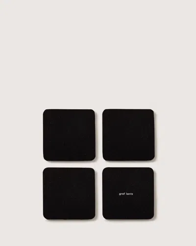 Graf & Lantz Bierfilzl Merino Wool Square Coaster Solid 4 Pack In Black