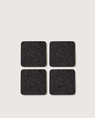 Graf & Lantz Bierfilzl Merino Wool Square Coaster Solid 4 Pack In Black