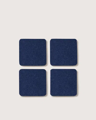 Graf & Lantz Bierfilzl Merino Wool Square Coaster Solid 4 Pack — Final Sale In Blue