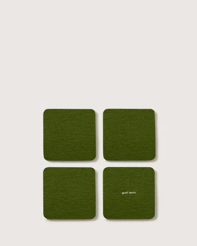 Graf & Lantz Bierfilzl Merino Wool Square Coaster Solid 4 Pack In Green