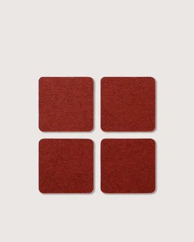 Graf & Lantz Bierfilzl Merino Wool Square Coaster Solid 4 Pack In Burgundy