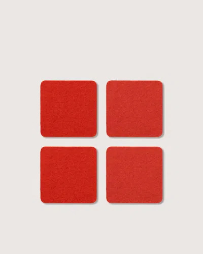 Graf & Lantz Bierfilzl Merino Wool Square Coaster Solid 4 Pack In Red