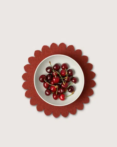 Graf & Lantz Crest Merino Wool 10" Trivet In Burgundy
