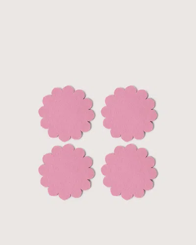 Graf & Lantz Crest Merino Wool Coaster Solid 4 Pack In Pink
