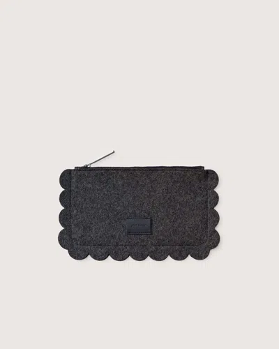 Graf & Lantz Deco Edge Merino Wool Pouch In Charcoal