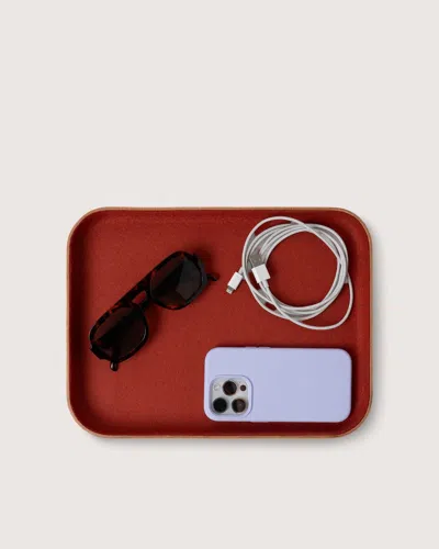 Graf & Lantz Kawabon Leather/merino Wool Large Tray In Red