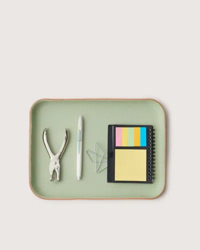 Graf & Lantz Kawabon Leather/merino Wool Large Tray — Final Sale In Green