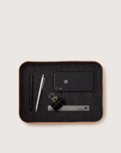 Graf & Lantz Kawabon Leather/merino Wool Large Tray In Black
