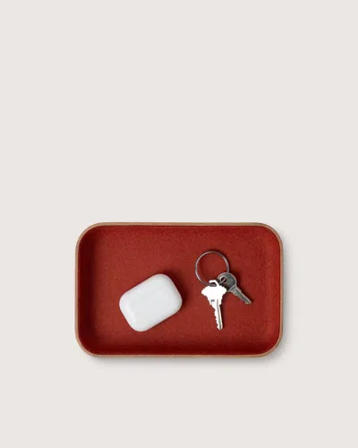 Graf & Lantz Kawabon Leather/merino Wool Small Tray In Red