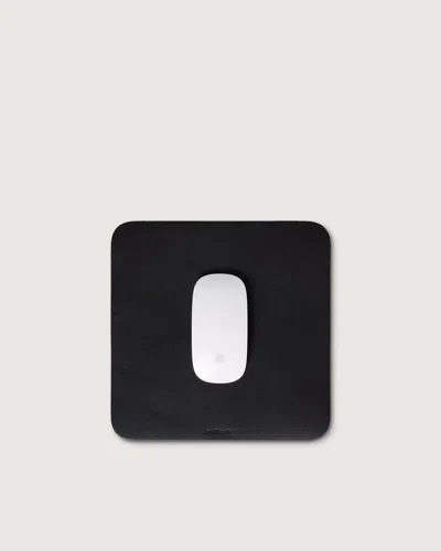 Graf & Lantz Mausu Leather/merino Wool Square Mouse Pad In Black