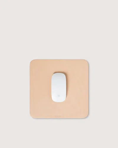 Graf & Lantz Mausu Leather/merino Wool Square Mouse Pad In Neutral