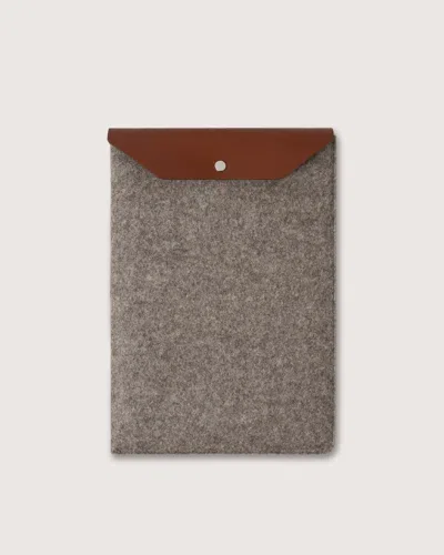 Graf & Lantz Merino Wool 16" Laptop Computer Sleeve In Ash Brown