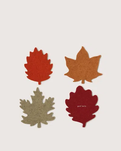 Graf & Lantz Merino Wool Autumn Leaf Coaster Multi 4 Pack