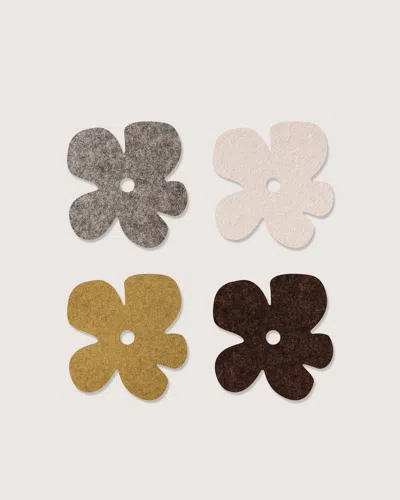 Graf & Lantz Merino Wool Fleur Coaster Multi 4 Pack In Brown