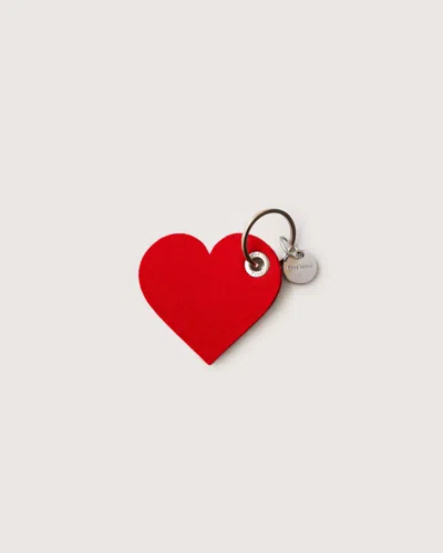 Graf & Lantz Merino Wool Heart Key Fob In Red