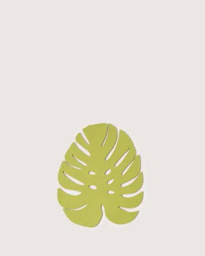 Graf & Lantz Merino Wool Large Monstera Trivet In Green