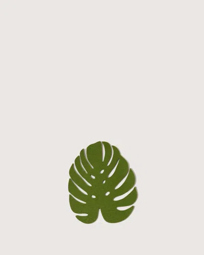 Graf & Lantz Merino Wool Medium Monstera Trivet In Green