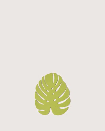 Graf & Lantz Merino Wool Medium Monstera Trivet In Green
