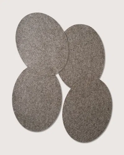 Graf & Lantz Merino Wool Oval Placemat - 4 Pack In Gray
