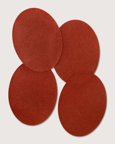 Graf & Lantz Merino Wool Oval Placemat - 4 Pack In Red