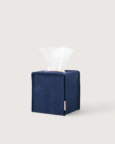 Graf & Lantz Merino Wool Small Tissue Box Cover — Final Sale In Blue