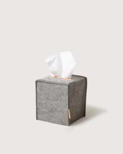 Graf & Lantz Merino Wool Small Tissue Box Cover In Gray
