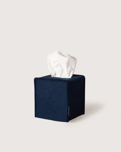 Graf & Lantz Merino Wool Small Tissue Box Cover In Blue