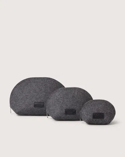 Graf & Lantz Pochi Merino Wool Large Pouch Set In Charcoal