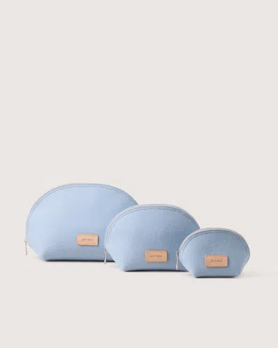 Graf & Lantz Pochi Merino Wool Large Pouch Set In Sky