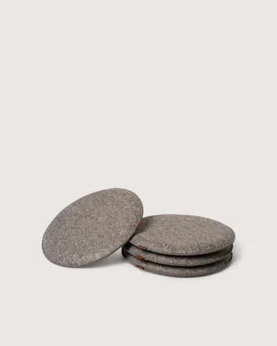 Graf & Lantz Zabuton Merino Wool Round Seat Cushion - 4 Pack In Gray