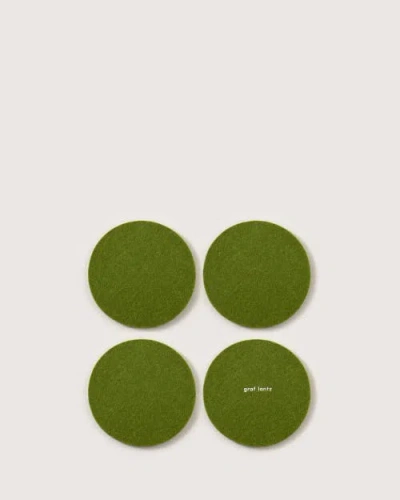Graf & Lantz Graf Lantz Bierfilzl Merino Wool Round Coaster Solid 4 Pack In Loden Green