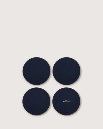 Graf & Lantz Graf Lantz Bierfilzl Merino Wool Round Coaster Solid 4 Pack In Marine