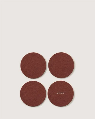 Graf & Lantz Graf Lantz Bierfilzl Merino Wool Round Coaster Solid 4 Pack In Terracotta
