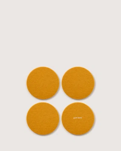 Graf & Lantz Graf Lantz Bierfilzl Merino Wool Round Coaster Solid 4 Pack In Turmeric